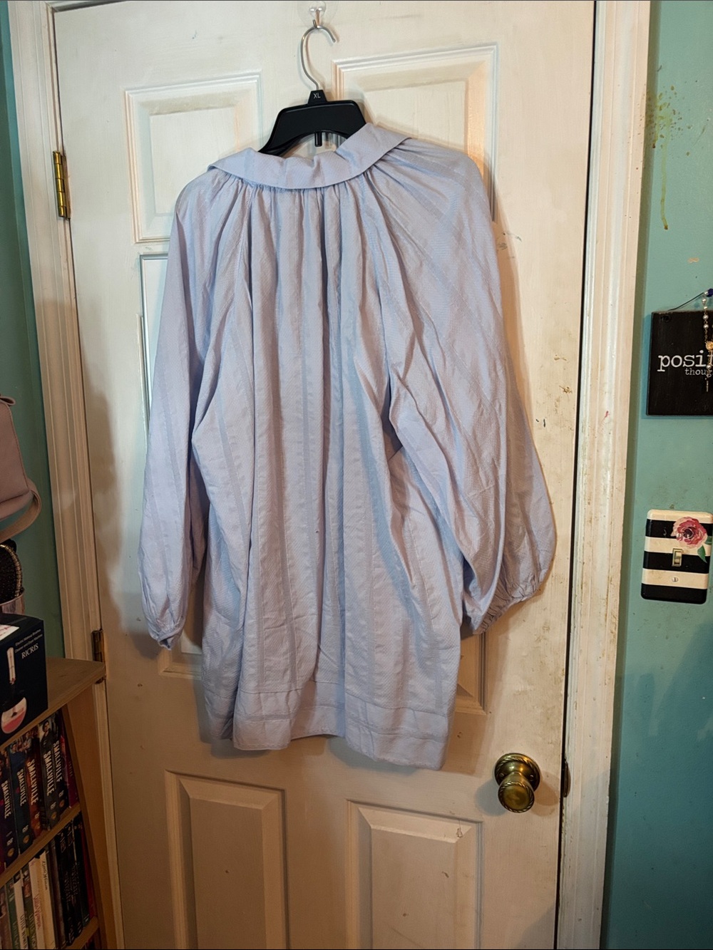 GGO Light Blue Midi Dress with Collar Size Large - Picture 5 of 5